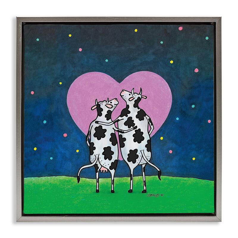 Stupell Loving Significant Udder Framed Floater Canvas Wall Art Design By Roger Straub - 25 x 25 - Grey