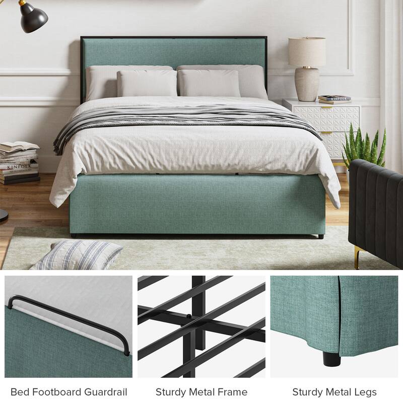 Oliver Modern Washable Slipcover Bed Upholstered Metal by HULALA HOME
