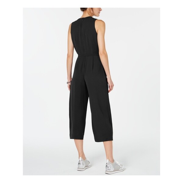women's black capri jumpsuit