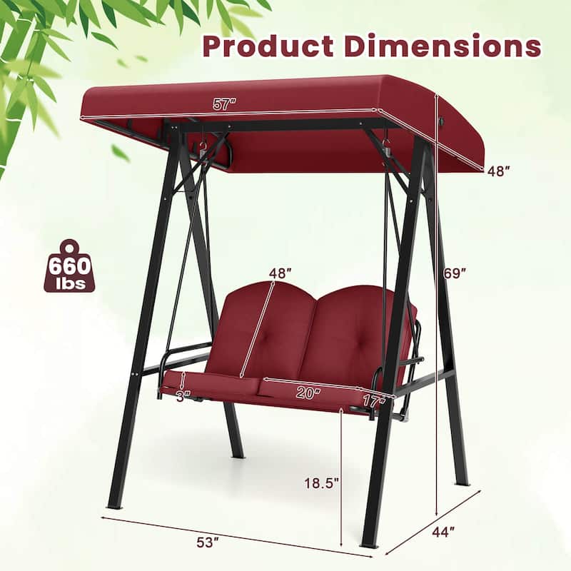 Costway 2-Person Outdoor Porch Swing Swing Loveseat with A-Shaped - See Details