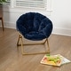 preview thumbnail 13 of 56, Kids Folding Synthetic Fur Saucer Chair for Playroom or Bedroom - 12.25"D x 22.75"W x 22"H Navy/Soft Gold Frame