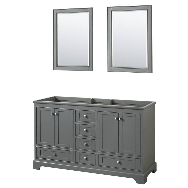 Wyndham Collection Deborah 59-1/4" Free Standing Double Wood Vanity - Dark Gray / Polished Chrome Hardware