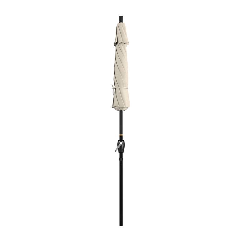 California Umbrella 75' Round Crank Lift Push Button Tilt Black Aluminum Patio Umbrella, Olefin