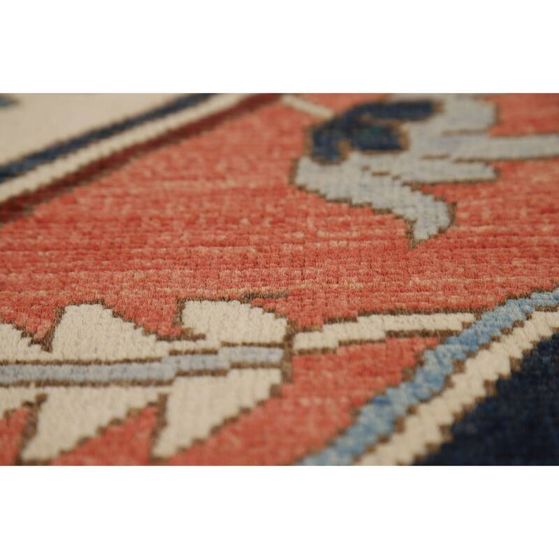 Vegetable Dye Geometric Heriz Oriental Area Rug Handmade Wool Carpet - 9'0" x 11'11"