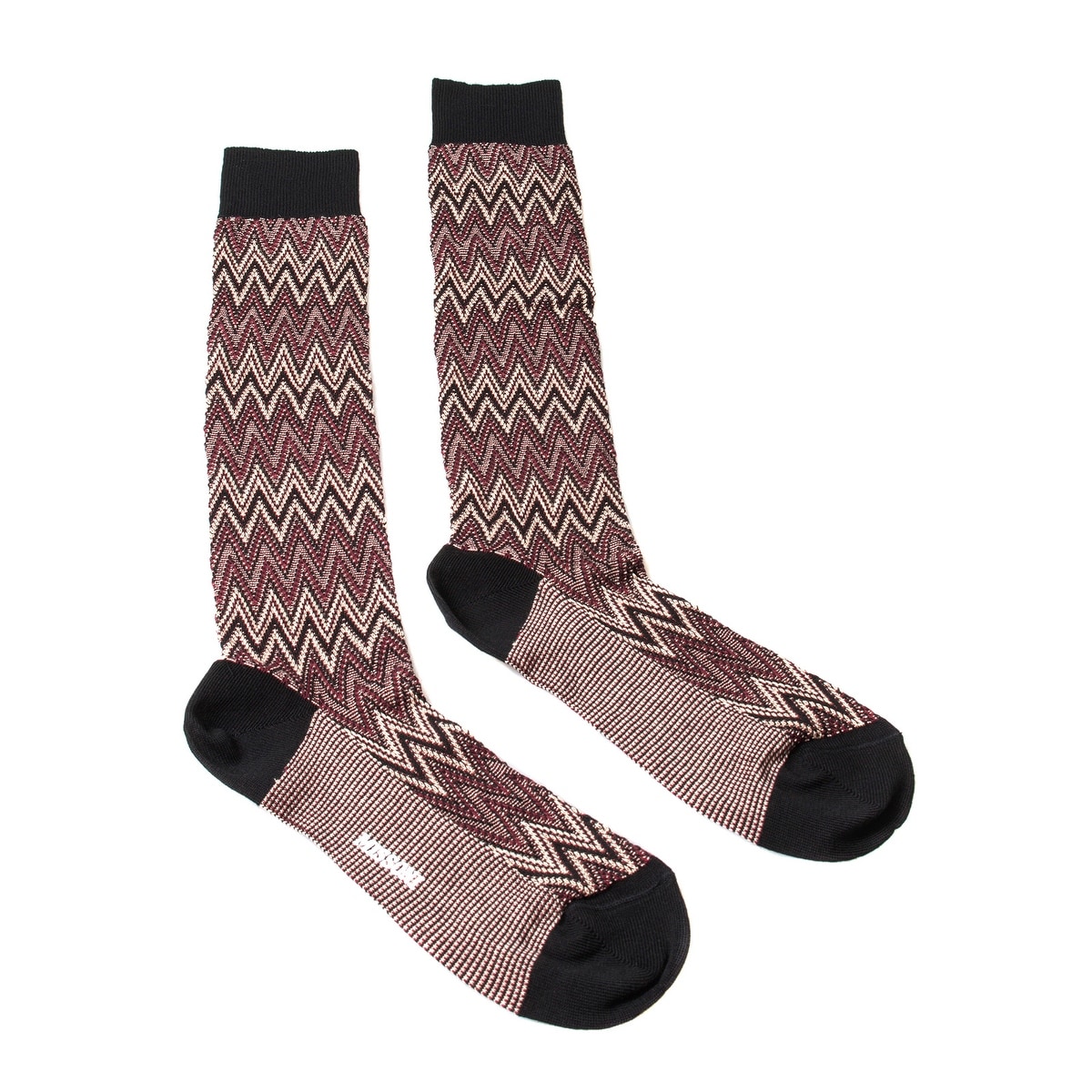 Missoni GM00CMU5242 0001 Burgundy//Cream Knee Length Socks