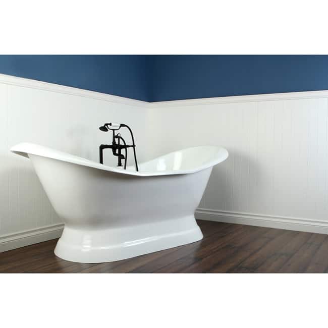 Kingston Brass Aqua Eden 72-1/16" Free Standing Cast Iron Soaker