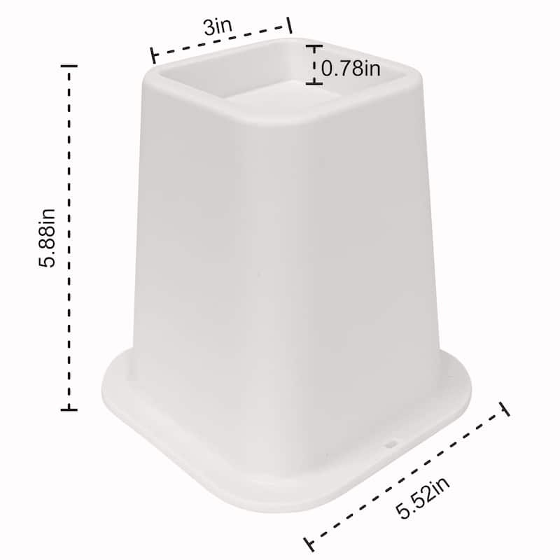 Heavy Duty Premium Quality 6 Inch Bed Risers - Furniture Riser for Desk, Sofa, Couch & Table, White, Set of 4