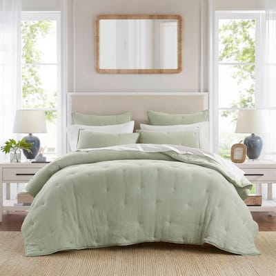 Harbor House Breeze Cotton Gauze Embroidered Quilt Set