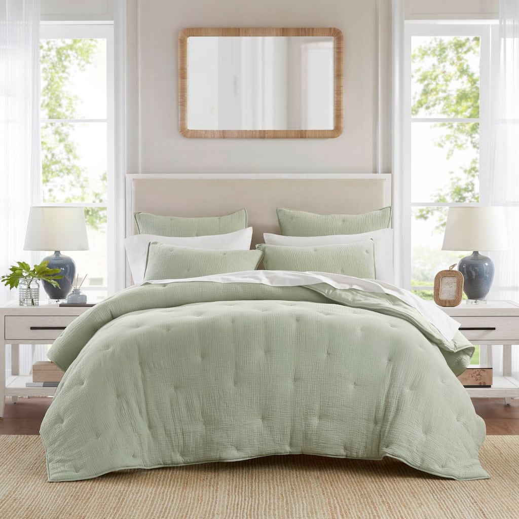 Harbor House Breeze Cotton Gauze Embroidered Quilt Set