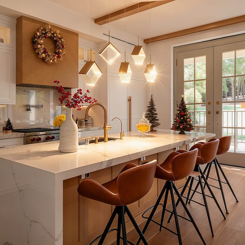 Modern 5-Light LED Gold Chandelier Linear Island Lights for Dining Room - W 40.1" * H 11.8" * D 7.7"