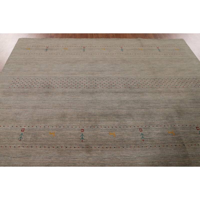 Tribal Gabbeh Indian Area Rug Hand-Knotted Wool Carpet - 7'10"x 9'10"
