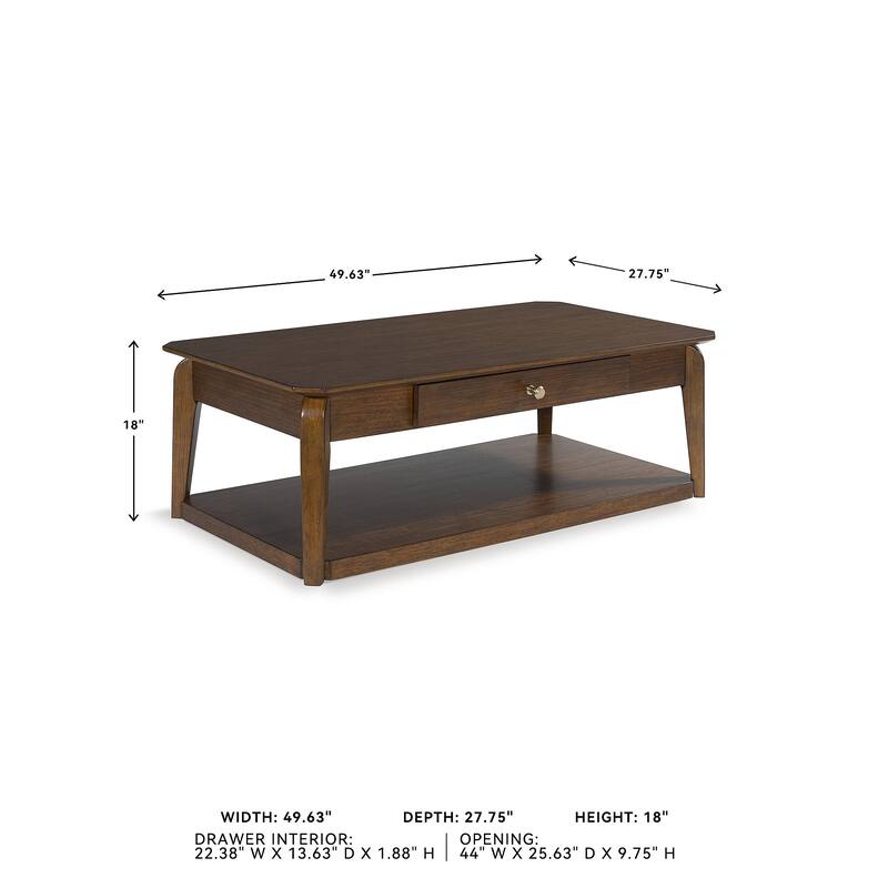 Signature Design by Ashley Trenmour Brown Coffee Table - 50"W x 28"D x 18"H