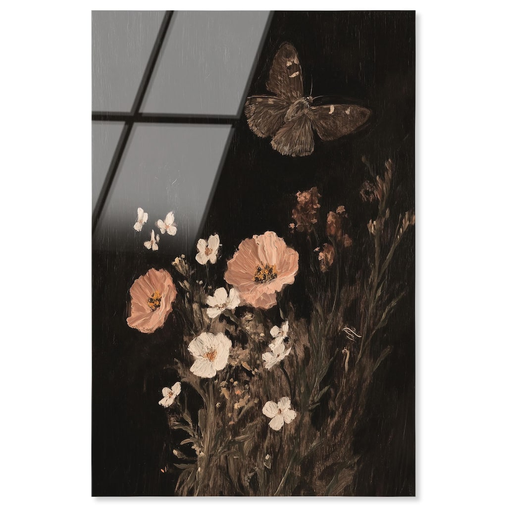 Poppy and Moth I Acrylic by Art Remedy, Ready to Hang