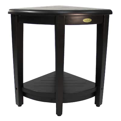 DecoTeak SnazzyCorner Woodland Brown 23" Teak Corner Shower Bench