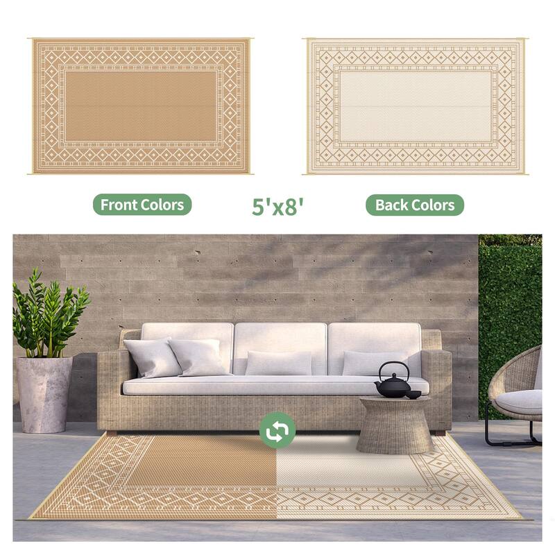 Mcow Geometric Frame Collection Waterproof Outdoor Area Rug