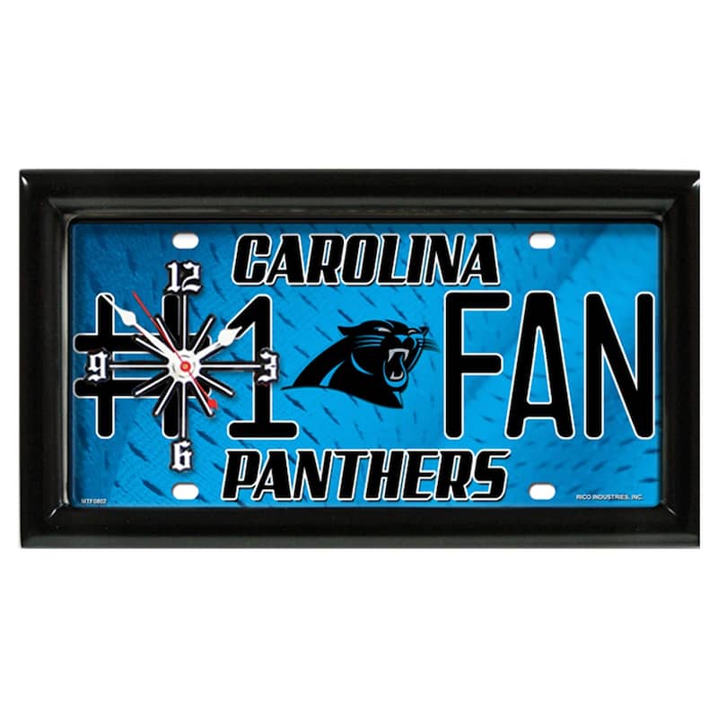 NFL Wall/Desk Analog Clock, #1 Fan with Team Logo - Carolina Panthers