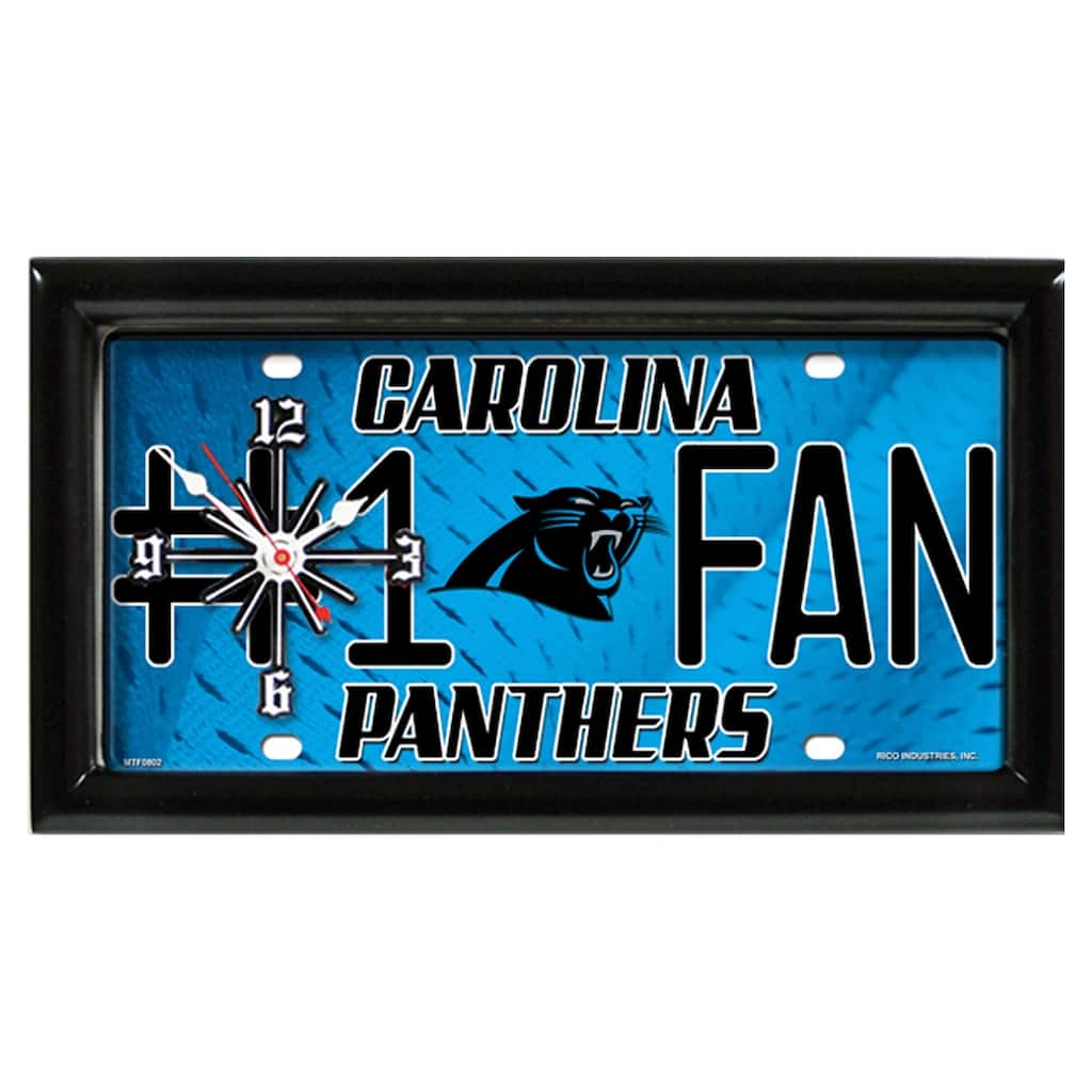 NFL Wall/Desk Analog Clock, #1 Fan with Team Logo - Carolina Panthers