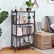 preview thumbnail 8 of 7, 4-Tier Foldable Storage Shelving Unit, Heavy Duty Metal Shelf, Kitchen Shelf with 3 Hooks