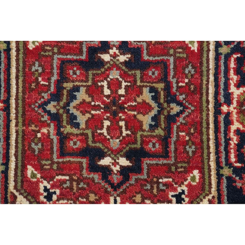 Hand Knotted Oriental 100% Wool Carpet Traditional Medallion Red Heriz (serapi) Area Rug - 3' 0'' X 2' 0''