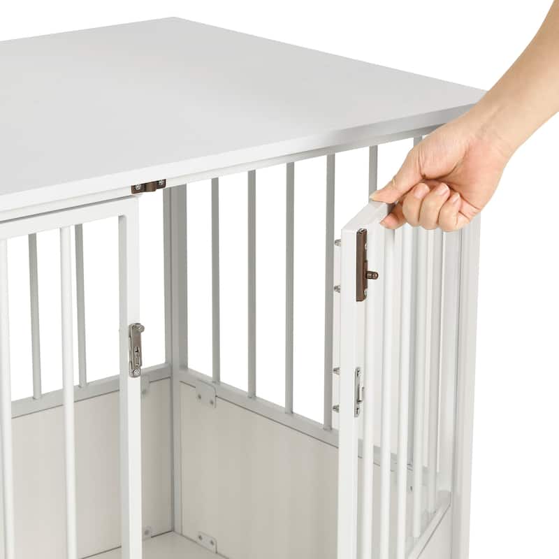 38"/43" Dog Crate Furniture Cage Table with Wheels And Double Doors