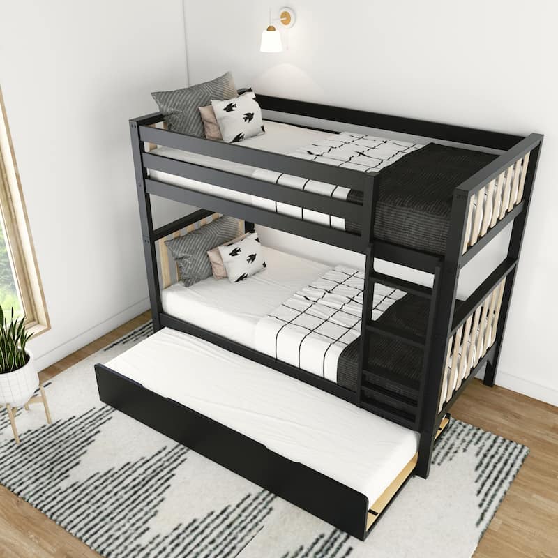 Scandinavian Twin Over Twin Bunk Bed With Twin-Size Trundle