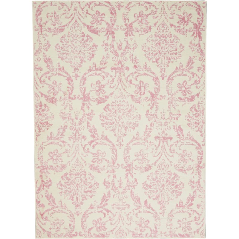 Nourison Jane Farmhouse Vintage Indoor only Damask Area Rug - 4' x 6' - Ivory/Pink