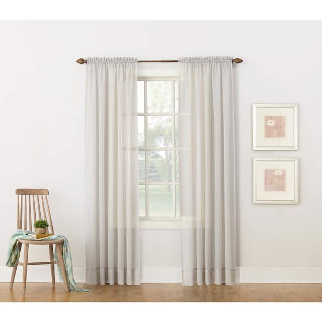 No. 918 Emily Voile Sheer Rod Pocket Curtain Panel, Single Panel - 59x84 - Silver