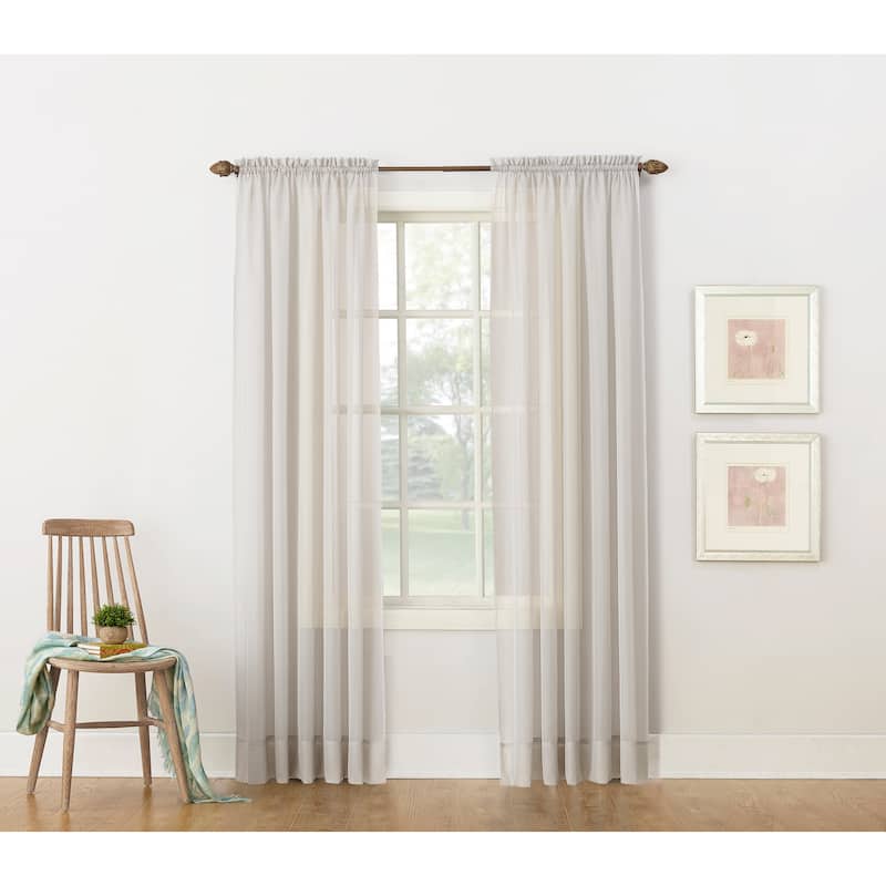 No. 918 Emily Voile Sheer Rod Pocket Curtain Panel, Single Panel - 59x95 - Silver