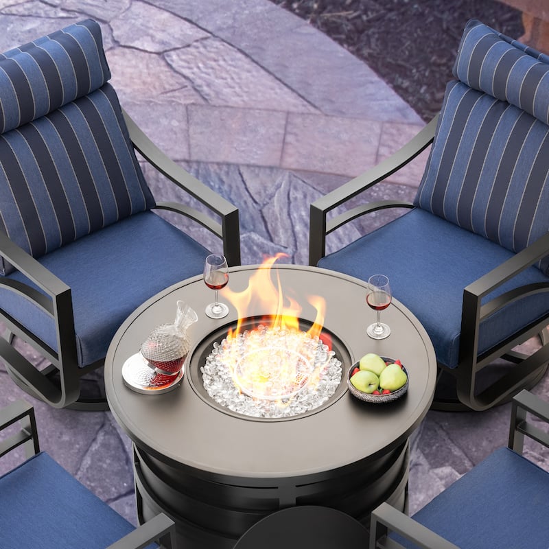 Outdoor 50,000 BTU Aluminum Propane Gas Fire Pit Set with Swivel Chairs