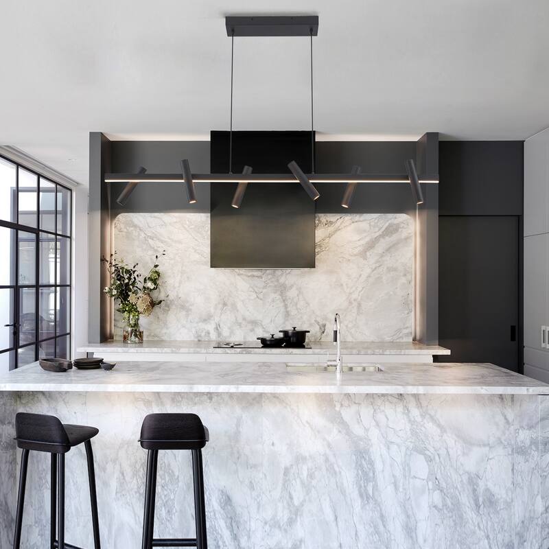 6 Light Modern Industrial LED Track Lighting Kit Industrial Adjustable Linear Spotlights - W47.24"