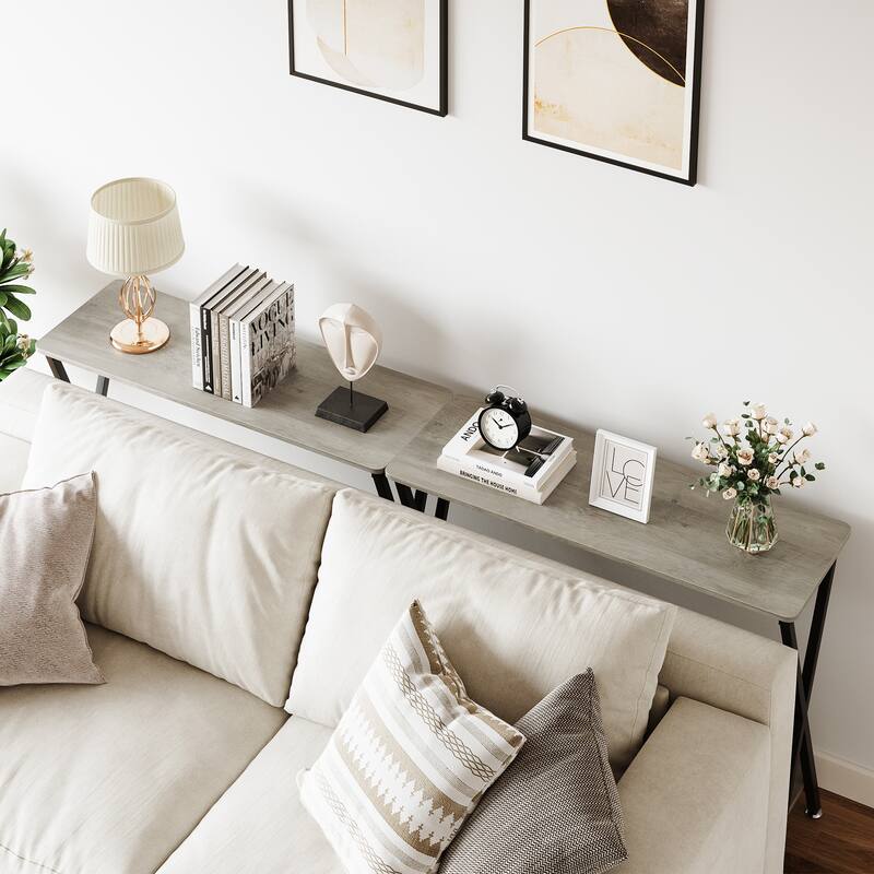Sofa Tables Narrow Entryway Table with Storage Shelf and Metal Frame