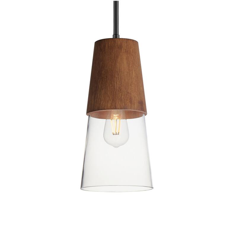 Maxim 91620CL Carpenter 7" Wide Mini Pendant - Walnut / Black