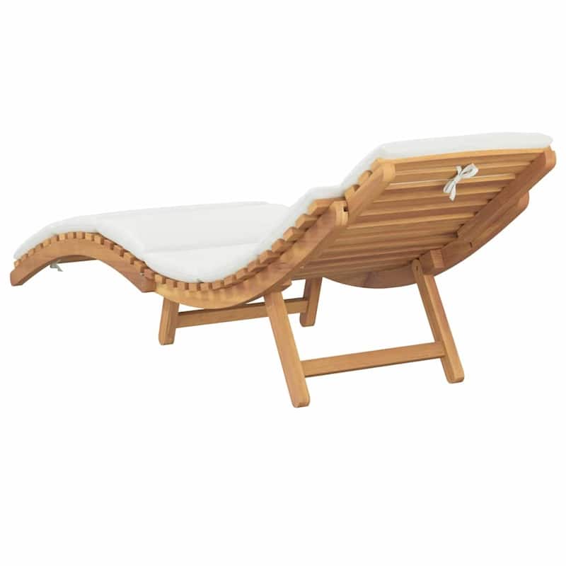 vidaXL Sun Lounger Cream white 188 x 55 x 59 cm Solid teak wood - 74.0 x 21.7 x 23.2