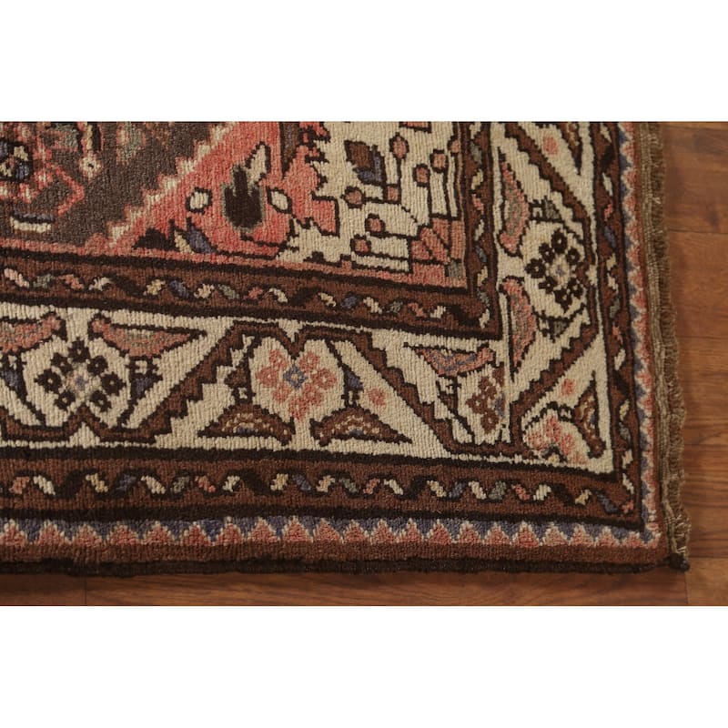 Traditional Hamedan Persian Vintage Runner Rug Handmade Wool Carpet - 3'8"x 9'8"