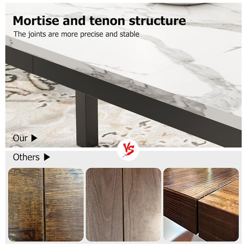 Industrial Dining Table, 71.7" Wooden Dining Table with Metal Legs