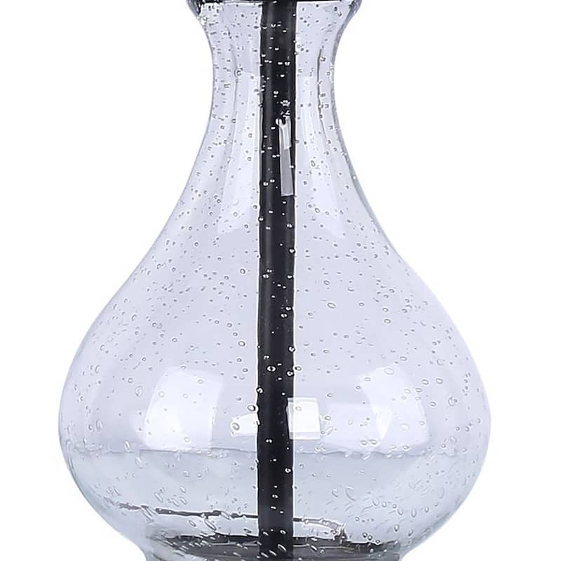 Porch & Den Kirsten Clear Seeded Glass 22-inch Accent Lamp with Off-White Linen Drum Shade