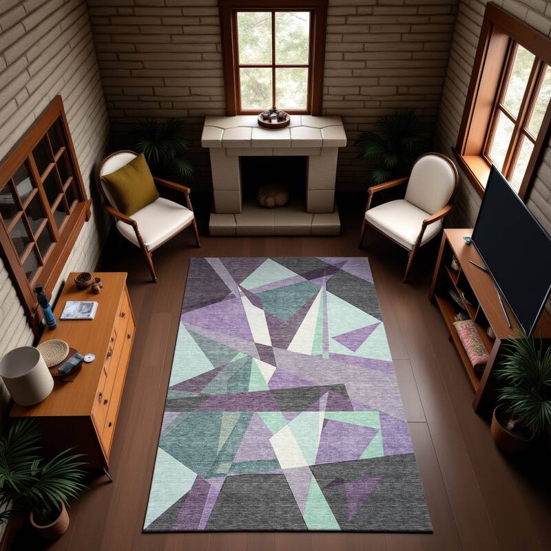 Premium Washable Super Soft Abstract Mosaic Mayfield Rug - Purple - 3' x 5'