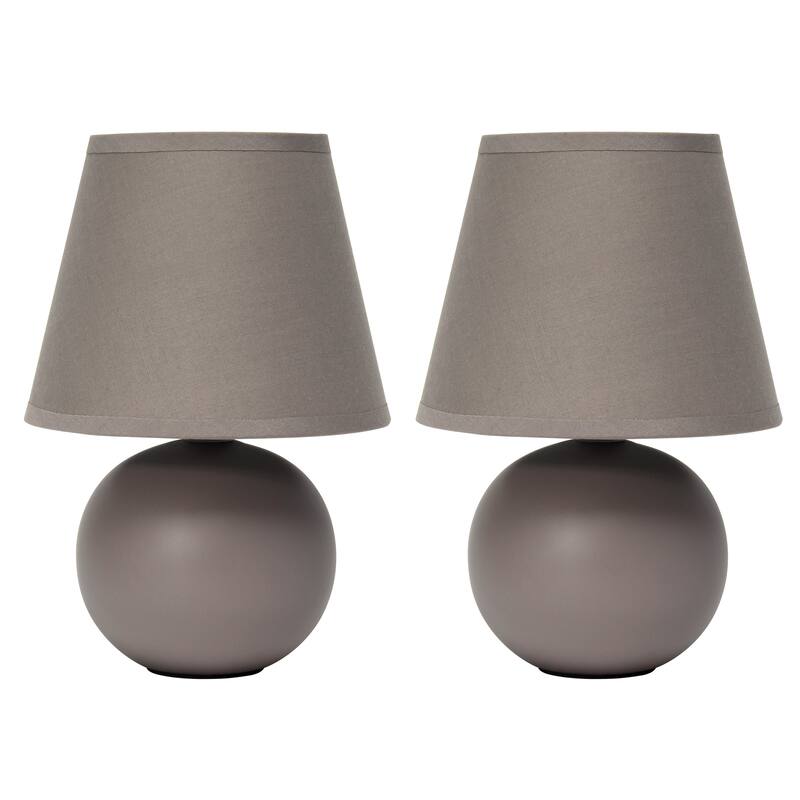 8.66" Petite Orb Lamp Two Pack Set w Matching Fabric Shade - Gray