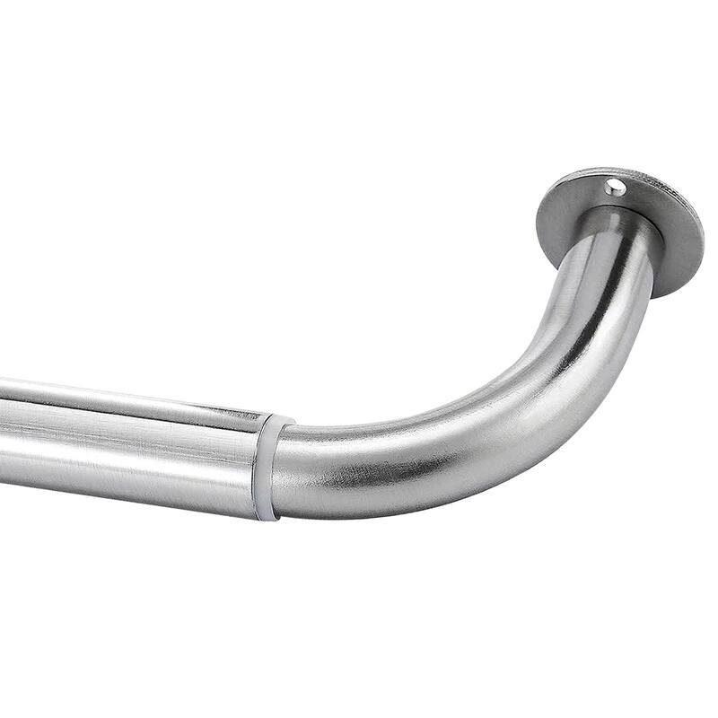 Meriville 1-Inch Diameter Wrap Around Blackout Curtain Rod, Round Base - 48 inch - Silver