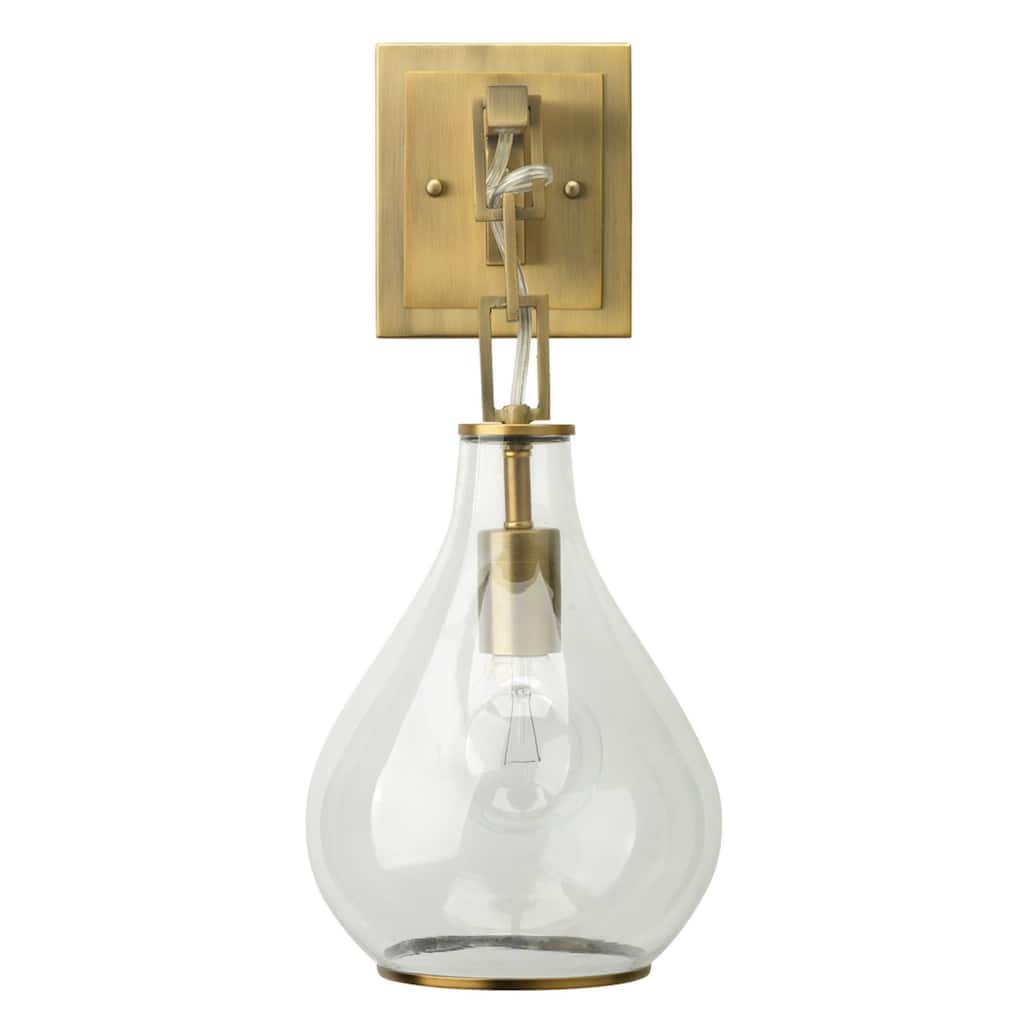 Ada 18 Inch Modern Wall Sconce, Real Blown Glass, 40W Bulb, Brass Finish