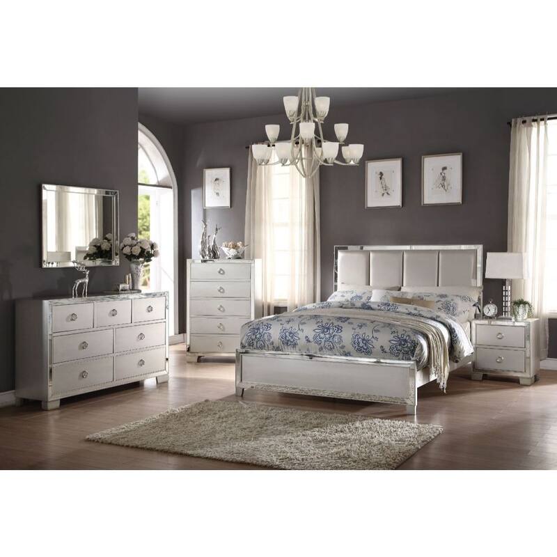 Platinum PU Bed with Wood Block Legs