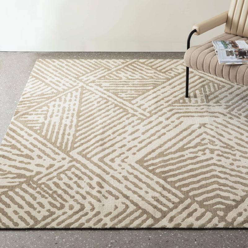 Glitzhome Modern Geometric Abstract Pattern High-Low Shag Area Rugs
