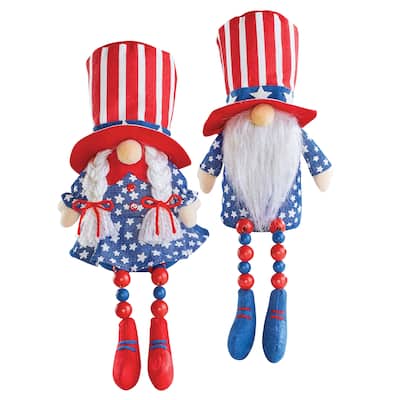 2-Piece Patriotic 4th of July Gnome Sitter Figurines - 10.000 x 10.000 x 4.000