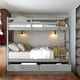 preview thumbnail 1 of 13, Luxury Full-Over-Full Bunk Bed with Ladders and Two Storage Drawers, Maximized space, Solid Construction, Grey Grey