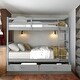 preview thumbnail 16 of 59, Luxury Full-Over-Full Bunk Bed with Ladders and Two Storage Drawers, Maximized space, Solid Construction Grey