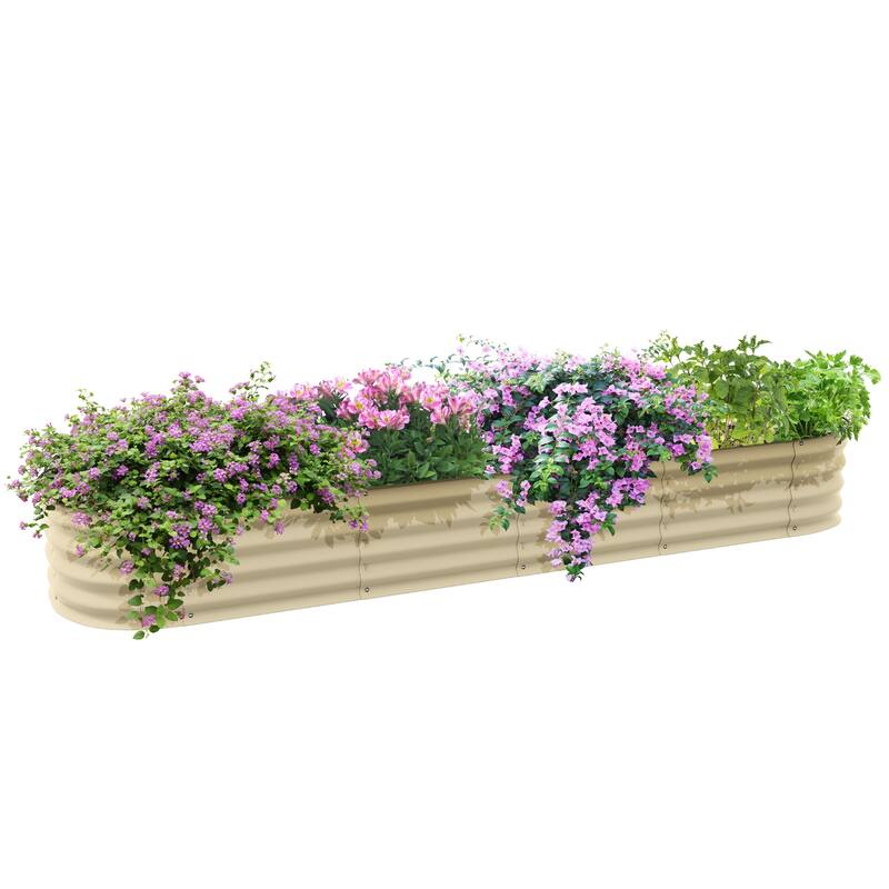 Outsunny 7.9' x 2' x 1' Galvanized Raised Garden Bed Kit, Outdoor Metal Elevated Planter Box with Safety Edging