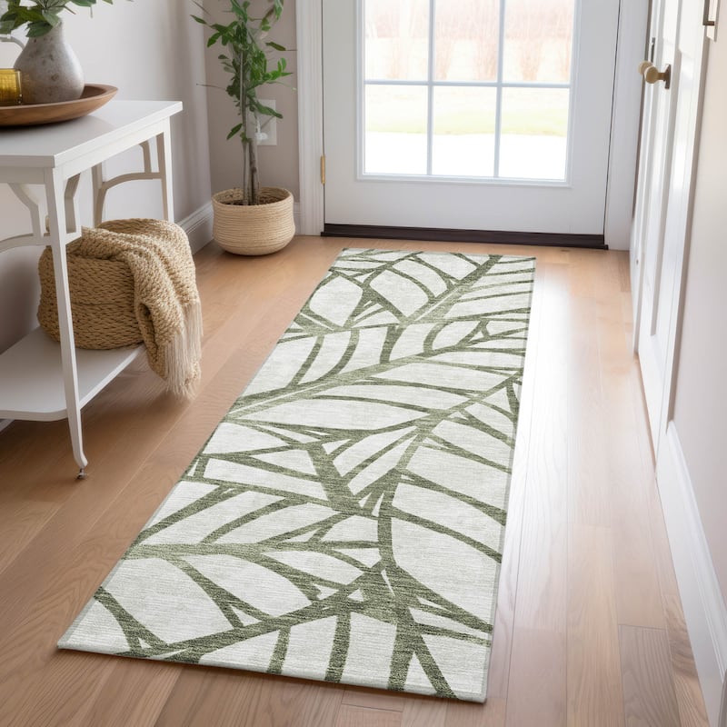 Machine Washable Indoor/ Outdoor Chantille Modern Palms Rug