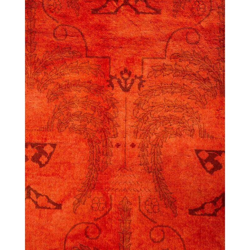 Overton Hand Knotted Wool Vintage Inspired Modern Contemporary Overdyed Orange Area Rug - 9' 2" x 12' 4"