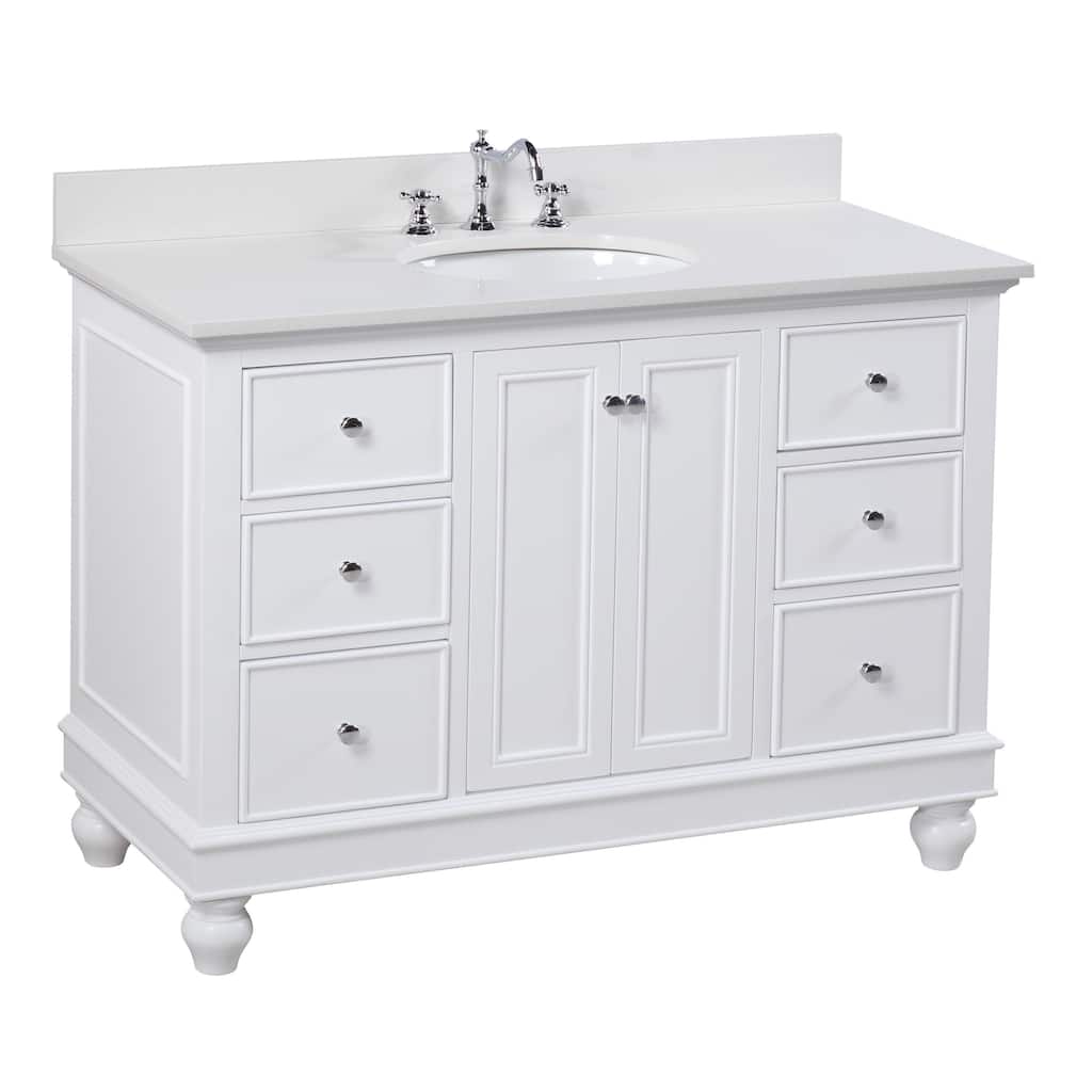 KitchenBathCollection Bella 48" Bathroom Vanity with Quartz Top