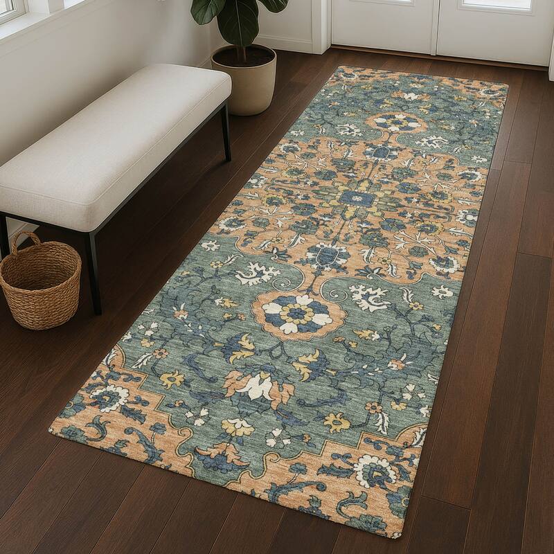 Machine Washable Indoor/ Outdoor Traditional Savannah Chantille Rug